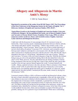 Allegory and Allegoresis in Martin Amis`s Money