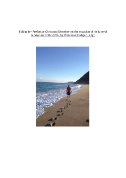 Eulogy for Professor Christian Schreiber on the occasion of his