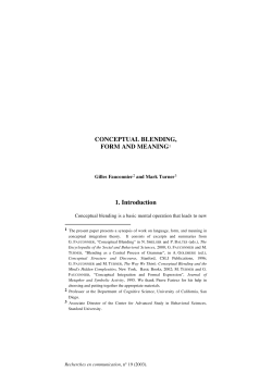 CONCEPTUAL BLENDING, FORM AND MEANING1 1. Introduction