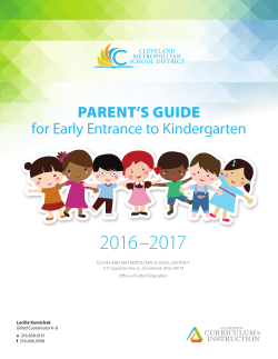 PARENT`S GUIDE for Early Entrance to Kindergarten