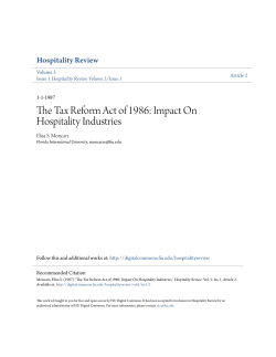 The Tax Reform Act of 1986: Impact On Hospitality Industries