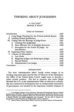 THINKING ABOUT JUDGESHIPS