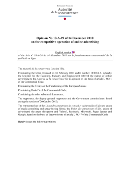 Opinion No 10-A-29 of 14 December 2010 on the competitive