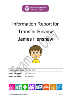 Information Report for Transfer Review James Henshaw