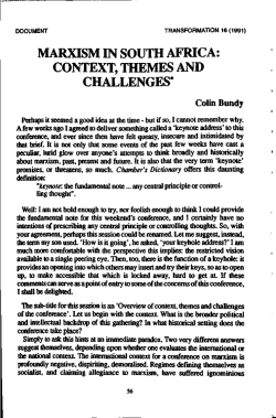 marxism in south africa: context, themes and