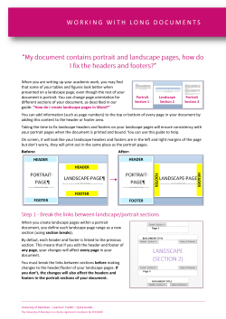 How do I work with headers and footers on landscape pages?