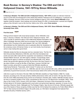 Book Review: In Secrecy`s Shadow: The OSS and CIA in Hollywood
