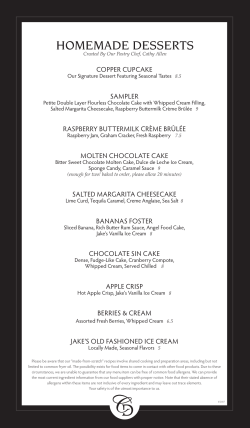 Homemade Desserts Menu
