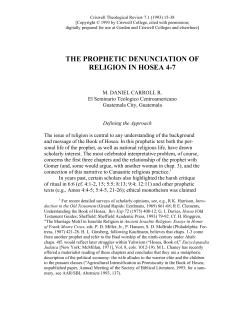 The Prophetic Denunciation of Religion in Hosea 4-7