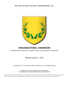 Governing Documents of the SCA, Inc.