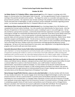 Criminal Justice/Legal Studies Speed Mentor Bios October 30, 2013