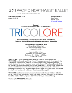 Bonjour! PACIFIC NORTHWEST BALLET PRESENTS Season