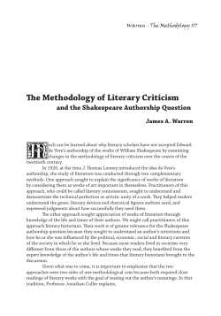 Literary Criticism and the Authorship Question