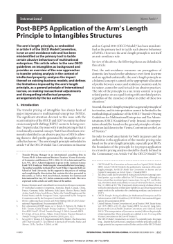 Post-BEPS Application of the Arm` s Length Principle to Intangibles