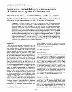 Bactericidal, bacteriolytic and opsonic activity of human serum