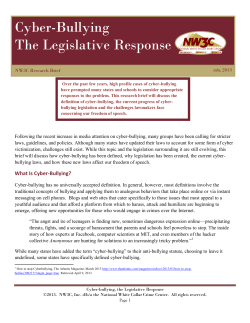 Cyber-Bullying The Legislative Response