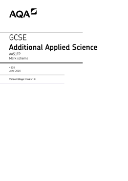 GCSE Additional Applied Science Mark scheme Unit 01