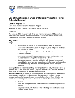 Use of Investigational Drugs or Biologic Products in