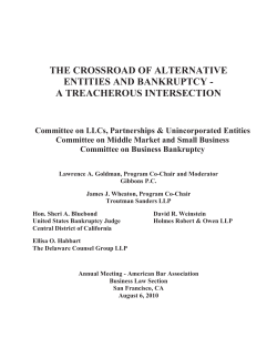 The Crossroad of Alternative Entities and Bankruptcy