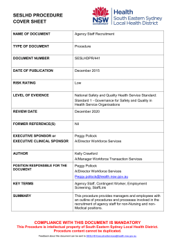 Agency Staff Recruitment - South Eastern Sydney Local Health District