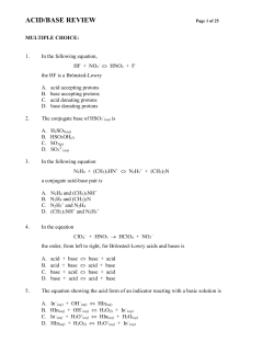 ACID/BASE REVIEW