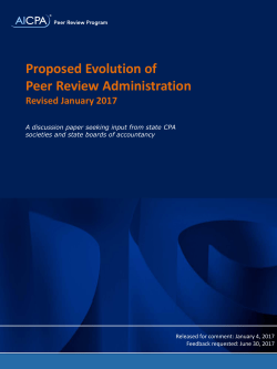 Proposed Evolution of Peer Review Administration