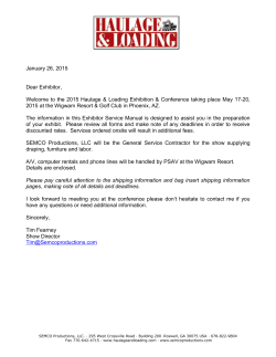 January 26, 2015 Dear Exhibitor, Welcome to the