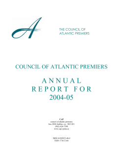 CAP Annual Report 2004-05 - The Council of Atlantic Premiers