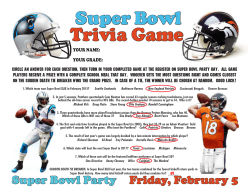 Super Bowl Trivia Game Super Bowl Trivia Game
