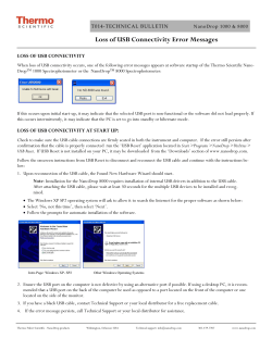 Loss of USB Connectivity Error Messages