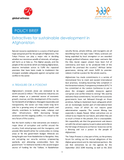 Extractives for sustainable development in Afghanistan POLICY BRIEF