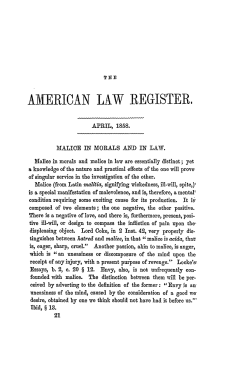 Malice in Morals and in Law - Penn Law: Legal Scholarship