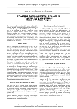 INTANGIBLE CULTURAL HERITAGE INVOLVED IN