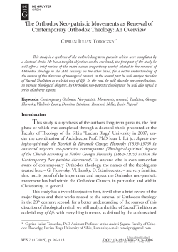 The Orthodox Neo-patristic Movements as Renewal of