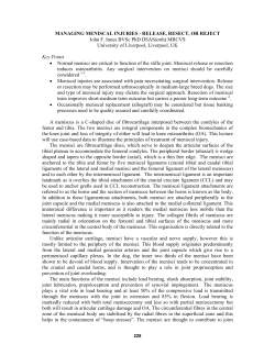 managing meniscal injuries - release, resect, or reject