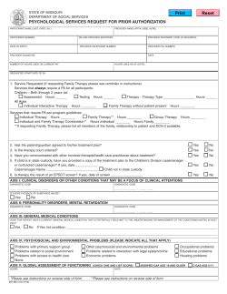 Psychological Services Request for Prior Authorization