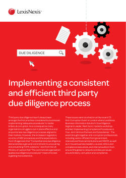 Implementing a consistent and efficient third party due diligence