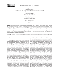Self-Restraint: A Study on the Capacity and Desire for Self