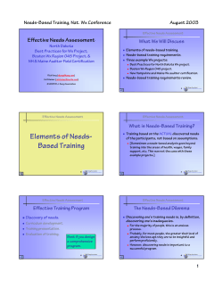 Effective Needs Assessment