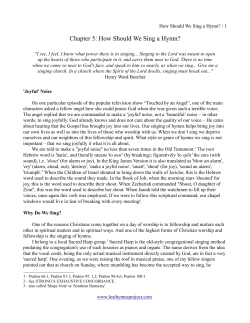 Chapter 5: How Should We Sing a Hymn?