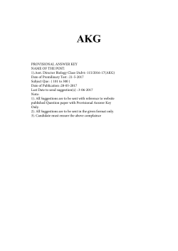 PROVISIONAL ANSWER KEY NAME OF THE POST