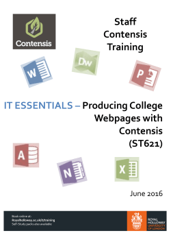 to open the Contensis User Training Manual