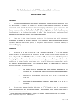 The Manila Amendments to the STCW Convention and Code &ndash; An