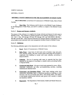 Mitchell County Ordinance for the Management of Solid Waste