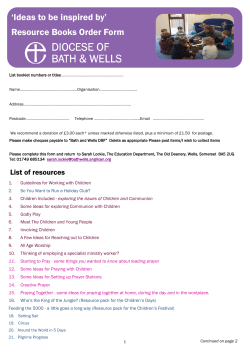 Order Form - Diocese of Bath and Wells