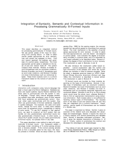 Integration of Syntactic, Semantic and Contextual Information