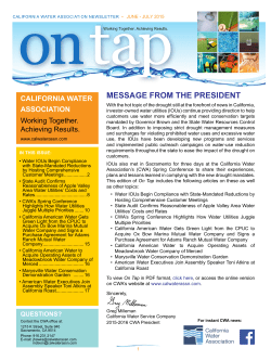 MESSAGE FROM THE PRESIDENT - California Water Association