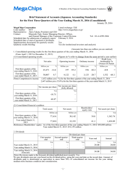 for the First Three Quarters of the Year Ending March 31, 2016