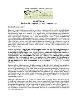 ACIM Edmonton - Sarah`s Reflections LESSON 146 Review IV