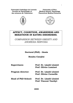 AFFECT, COGNITION, AWARENESS AND BEHAVIOUR IN EATING
